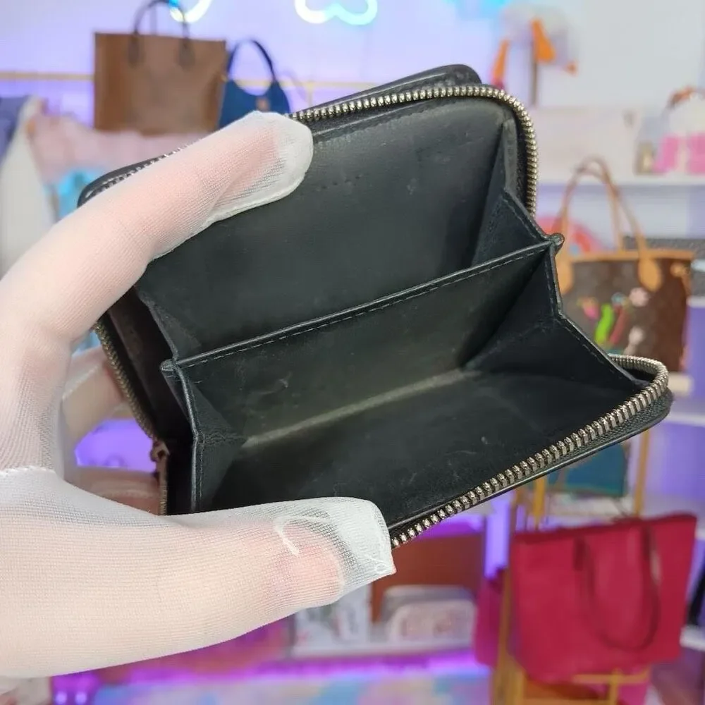 Balenciaga Black White Logo Leather Compact Wallet Women’s Men’s
